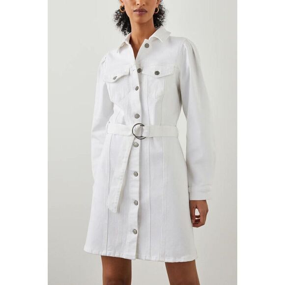 Rails Women's Sz Small Salt White Griffith Denim Mini Dress - Picture 7 of 8